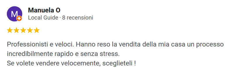 Recensione Google Manuela O. su VendiRistrutturato
